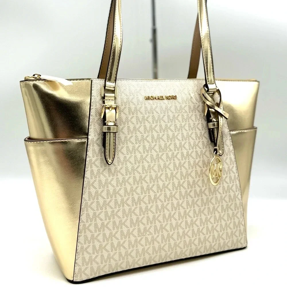 Michael Kors Large Charlotte TZ Tote Bag Gold (NWT)